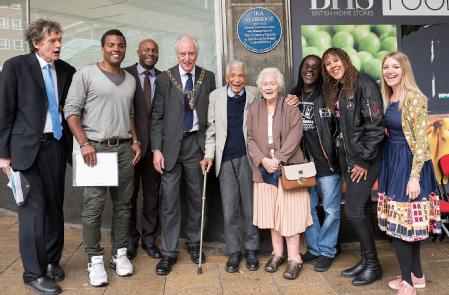 Professor Tony Howard, Lord Mayor Tony Skipper and guest of honour Earl Cameron CBE, along with his wife Barbara, actors Nick Bailey and Ray Fearon