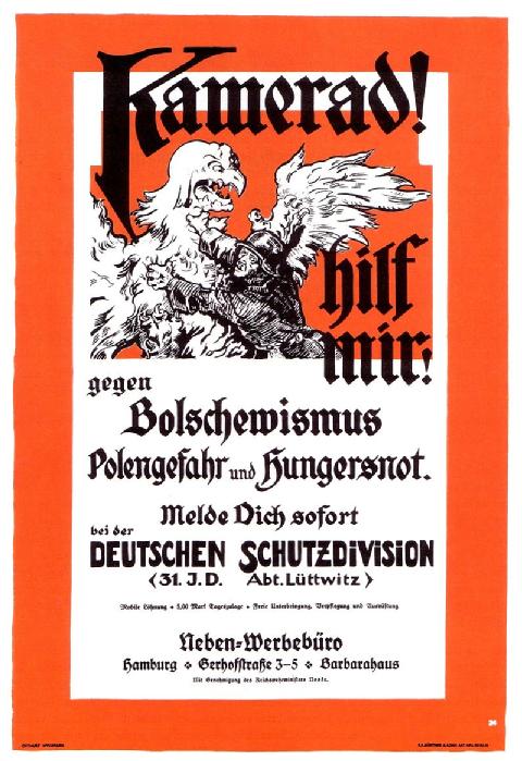H. Wissmann. Werbeplakat der deutschen Freikorps, Berlin, 1919