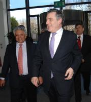 Prime Minister Gordon Brown arrives at WMG with Professor Lord Kumar Bhattacharyya