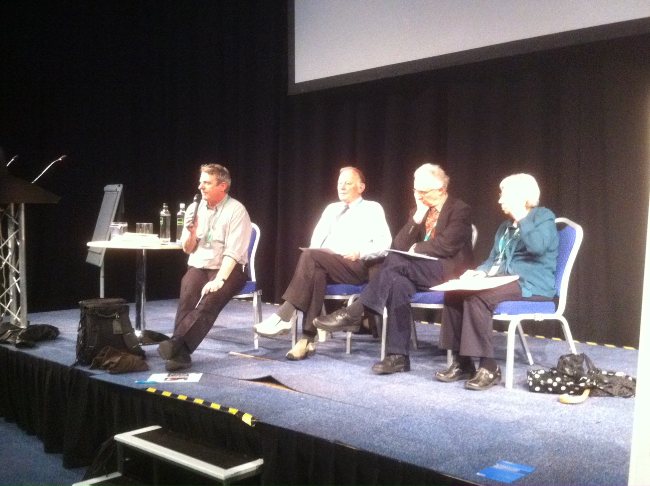 Richard Smith, John Swales, Andy Gillett, Meriel Bloor at panel discussion on history of eap and of baleap, BALEAP 2013, University of Nottingham, 20.4.13