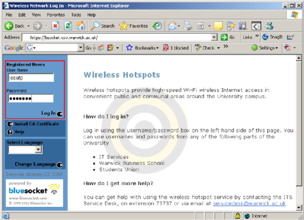 log into wireless hotspot