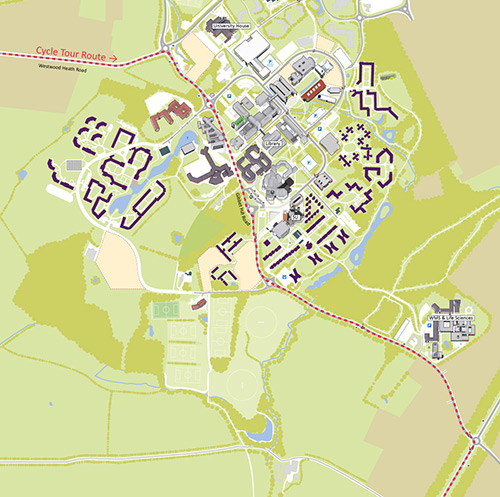 Map of the Cycle Tour route through campus