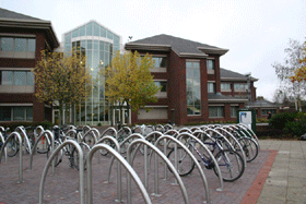 Bicycle racks outside University House