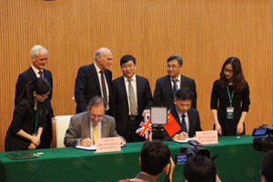 SYSU Joint cancer research centre. Left to right: Dr. Xu Ruihua, Director of Sun Yat-sen Cancer Centre Prof. Zhu Xiping, Vice President of Sun Yat-sen University Prof. Julia King, Vice-Chancellor of Aston University Prof. Xu Ningsheng, President of Sun Yat-sen University Dr. Vince Cable, Secretary of State for Business, Innovation and Skills Dr. Catherine Raines, Minister and Director-General of Trade &amp; Investment for China Prof. Lawrence Young Alastair Morgan, Consul-General of British Consulate-General Guangzhou Angus Bjarnason, Consul (Cultural and Education), Cultural and Education Section of the British Consulate-General