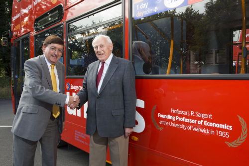 Professor Dick Sargent at bus unveiling