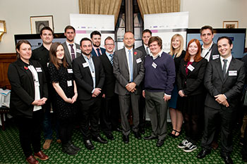 A group of scholarship recipients from the six participating Russell Group universities with MP Paul Blomfield