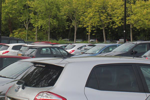 Image of cars on campus