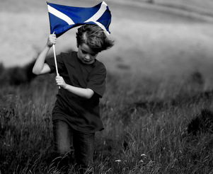Boy with Scottish flag