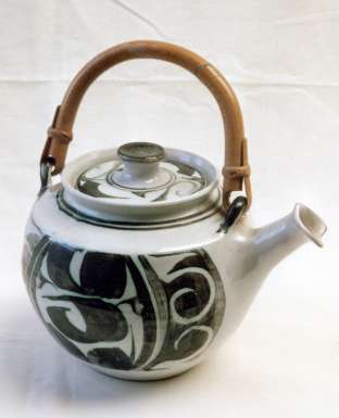 Teapot with Cane Handle by Alan Caiger-Smith