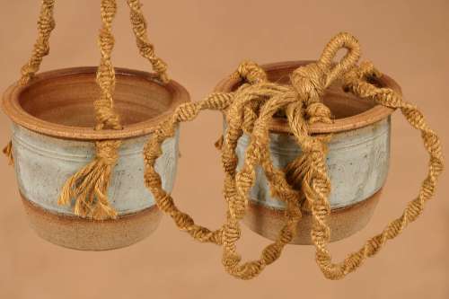 Planter with macrame rope by Winchcombe Pottery