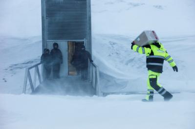 A delivery being made to the Svalbard Global Seed Vault 
