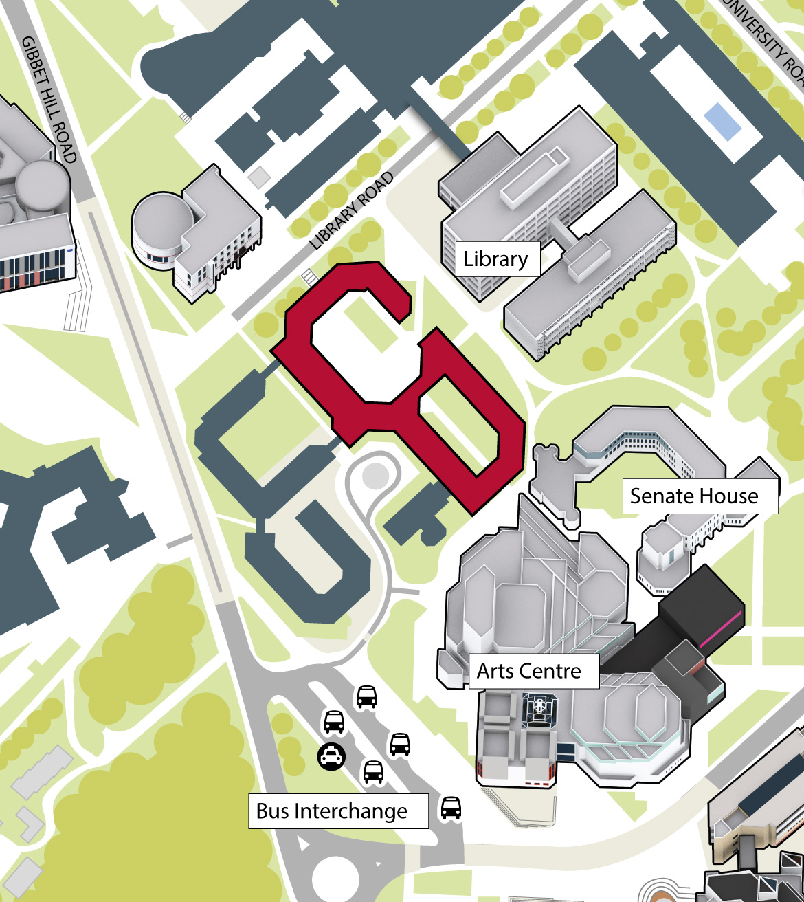 Map showing the section of Social Sciences that will be closed