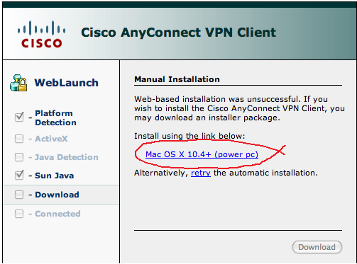 CiscoAnyConnect Manual Mac OS Install