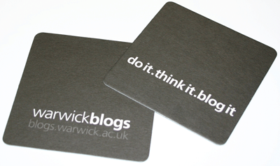 Beermats for Warwick Blogs publicity campaign