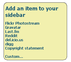 Add an item to your sidebar