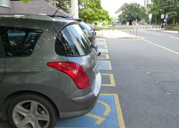 Disabled parking bays by the Humanities building