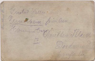 Address written on the back of a postcard
