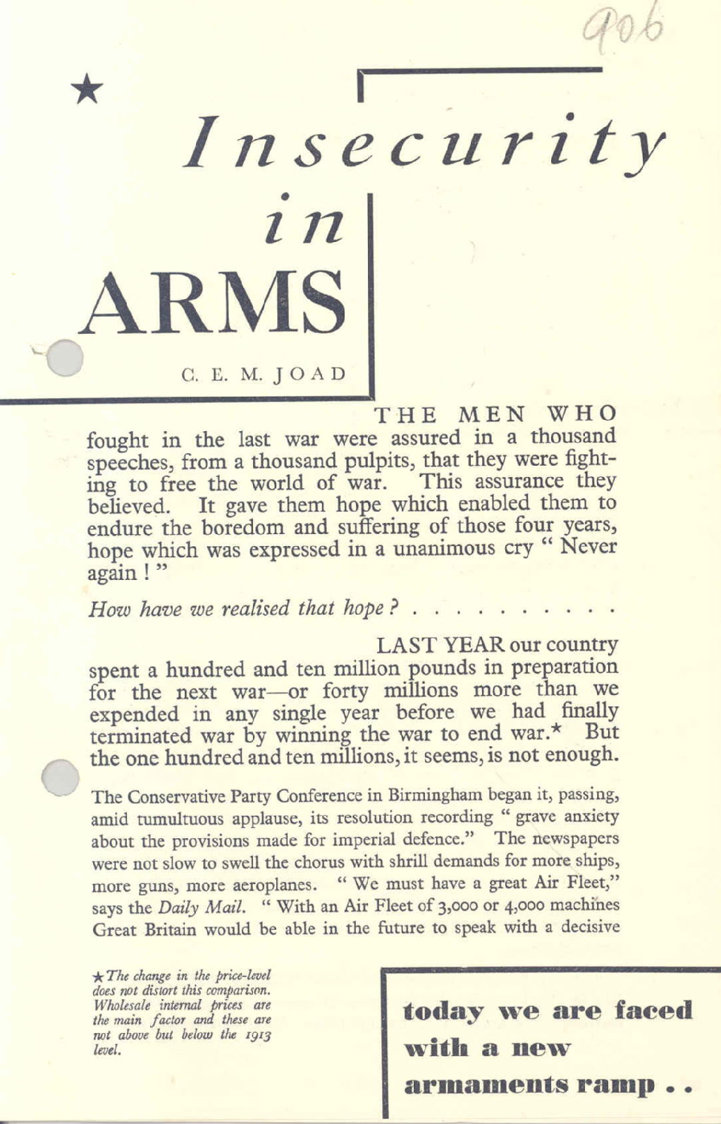 'Insecurity in arms', 1933