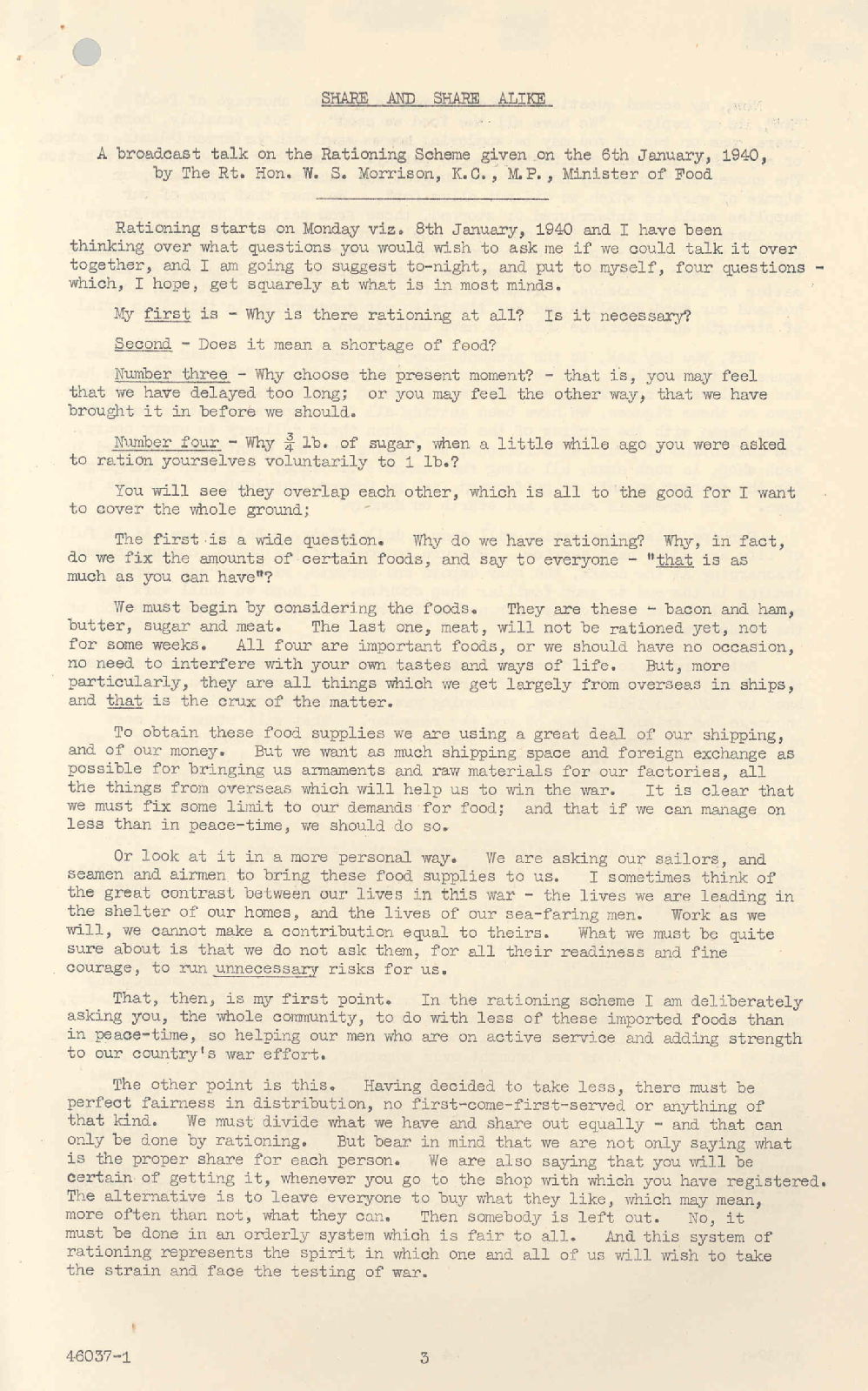 'Share and Share Alike', January 1940